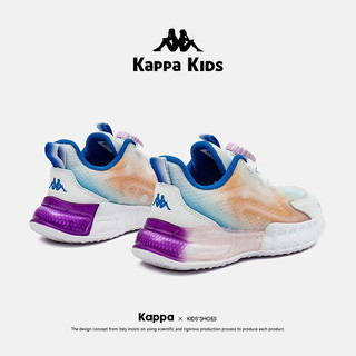 Kappa Kids卡帕童鞋儿童运动鞋男童2023夏季新款旋转纽扣休闲鞋女童网面跑鞋 白黄 31码/内长19.7cm适合脚长18.7cm