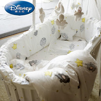 迪士尼（Disney）春上新轻奢品牌婴儿床圆床椭圆床围防撞围棉可拆洗儿童宝宝床上用 小象与气球 床围＋床单