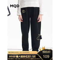 MQD2023春季新款童装女童春装弹力针织裤儿童蝴蝶造型运动裤子潮 黑色 120