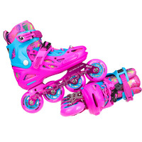 ROADSHOW 乐秀 rx1轮滑鞋儿童全套装初学者溜冰鞋男女直排轮旱冰滑冰滑轮鞋 粉色原厂护具套装 28-31（适合3-6岁）