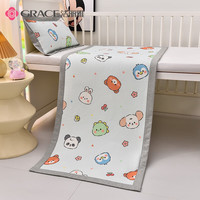 洁丽雅婴儿凉席儿童幼儿园午睡凉垫宝宝婴儿冰丝透气藤草席席子夏 大头贴 60*135cm(配枕套)