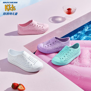 Skechers斯凯奇儿童洞洞鞋2023新款疏水防滑纯色夏季男女童一脚蹬308450L 女童/薄荷色/MNT 27.5码