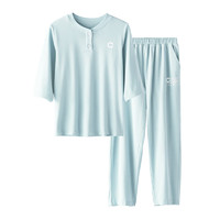 彩桥儿童睡衣莫代尔夏季男童中袖套装中大童薄款空调家居服小男孩睡衣 绿色 110cm