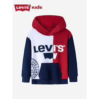 Levi's 李维斯童装男童卫衣2023春秋新款儿童拼接休闲连帽上衣 深靛蓝 120/60