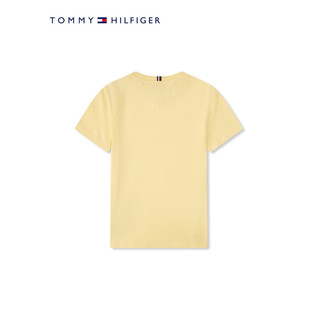 TOMMY HILFIGER Tommy 23新款春夏童装男纯棉时尚LOGO旗标透气短袖T恤KS0KS00397 米黄色ZGC 12/150cm