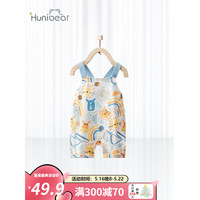 欢喜小熊婴儿背带裤儿童夏季纯棉吊带裤女童男童帅气薄款夏装宝宝休闲裤子 缤纷乐园 蔚蓝 90(建议18-24个月.身高80-90cm)