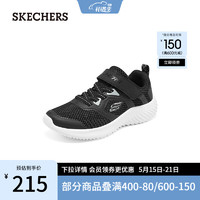 斯凯奇（Skechers）童鞋2023年春季款男大童休闲运动鞋透气儿童小白鞋405233L 黑色/银色BKSL 34码