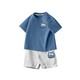 La Chapelle 儿童短袖男童套装夏季薄款上衣宝宝夏装婴儿衣服短裤童装
