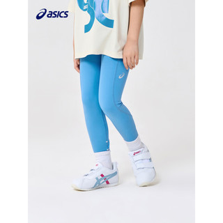 asics亚瑟士夏季新品儿童运动女童针织九分打底裤legging 1406蓝色 140cm