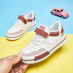 warrior回力儿童鞋魔术贴板鞋男女童小白鞋舒适运动鞋wzth1065米白红