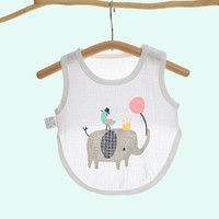 有彩婴幼儿夏季薄款半背衣圆肚兜新生儿护肚兜男女宝宝纱布护肚脐围兜 大象（半背圆） 90码(适合1-2岁)