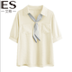 ETAM 艾格 ES2023新款别致小众短袖衬衫法式小衫TSBL-3539-41（M）