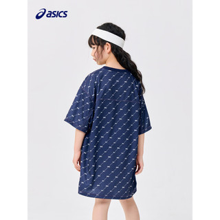 asics/亚瑟士童装2023年夏季新款女童儿童复古运动休闲圆领连衣裙 50藏青 165cm