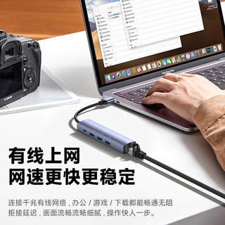 CangHua Type-C扩展坞转千兆网口USB3.0网线转接头分线器RJ45有线网卡转换器适用华为苹果笔记本电脑免驱动