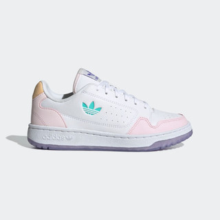 adidas阿迪达斯官方三叶草NY 90 J女大童经典运动板鞋GY1172 白/粉/橘/蓝 36(220mm)