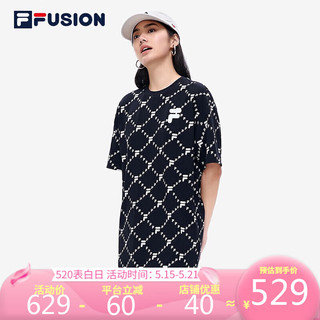 FILA FUSION FILAFUSION 斐乐潮牌女子连衣裙2022夏时尚裙子老花印花连衣裙