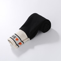 七语欣童装女童打底裤春秋装儿童裤子2023新款洋气小女孩卡通打底裤长裤 黑色爱心 90尺码建议身高80-90cm