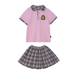 衣诺坊儿童班服演出服 幼儿园园服 英伦风学院风毕业服 夏季小学生校服 粉色女款 100cm