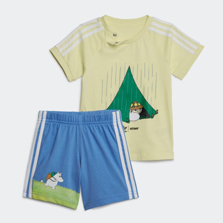 adidas 阿迪达斯 官方三叶草MOOMIN联名男婴童夏季运动短袖套装 黄 98CM