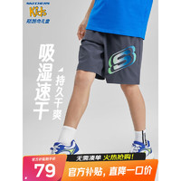 SKECHERS 斯凯奇 裤子儿童运动裤2023新款夏季男大童速干针织短裤L223B107 速干/奥德赛灰/026R 170cm