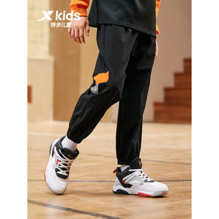 XTEP 特步 儿童童装篮球系列男童中大童梭织运动长裤 正黑色 140cm