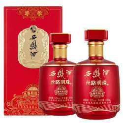西凤酒 丝路明珠2号52度凤香型婚庆白酒 两瓶500ml*2瓶(含礼袋)