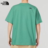 北面 短袖T恤男装女装2023新款夏季户外印花上衣宽松透气绿色半袖