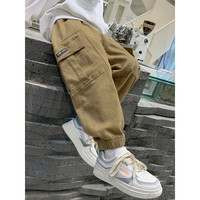THINKPIRE儿童工装裤男童休闲裤2023春秋装长裤中大童男孩裤子潮 卡其色 120码建议身高110CM