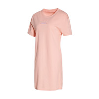 阿迪达斯 adidas百搭休闲气质简约舒适 女款短袖连衣裙休闲裙 XL 豆沙粉