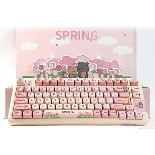Cool Killer spring系列 CK75 80键 2.4G蓝牙 多模无线机械键盘 粉色 喵喵二代轴 RGB