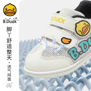 B.Duck 小黄鸭春季新款男童女童轻便舒适低帮学步鞋儿童透气运动鞋 白 18 10.7-11.5cm