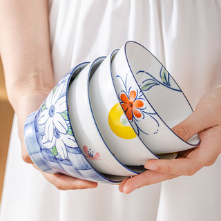 饭碗5英寸日式家用特别好看的米饭高脚碗2022新款陶瓷面碗斗笠碗