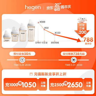 HEGEN奶瓶新生婴儿PPSU奶瓶0-6个月以上奶瓶各阶段宝宝奶瓶 60ml+150ml+240ml+330ml