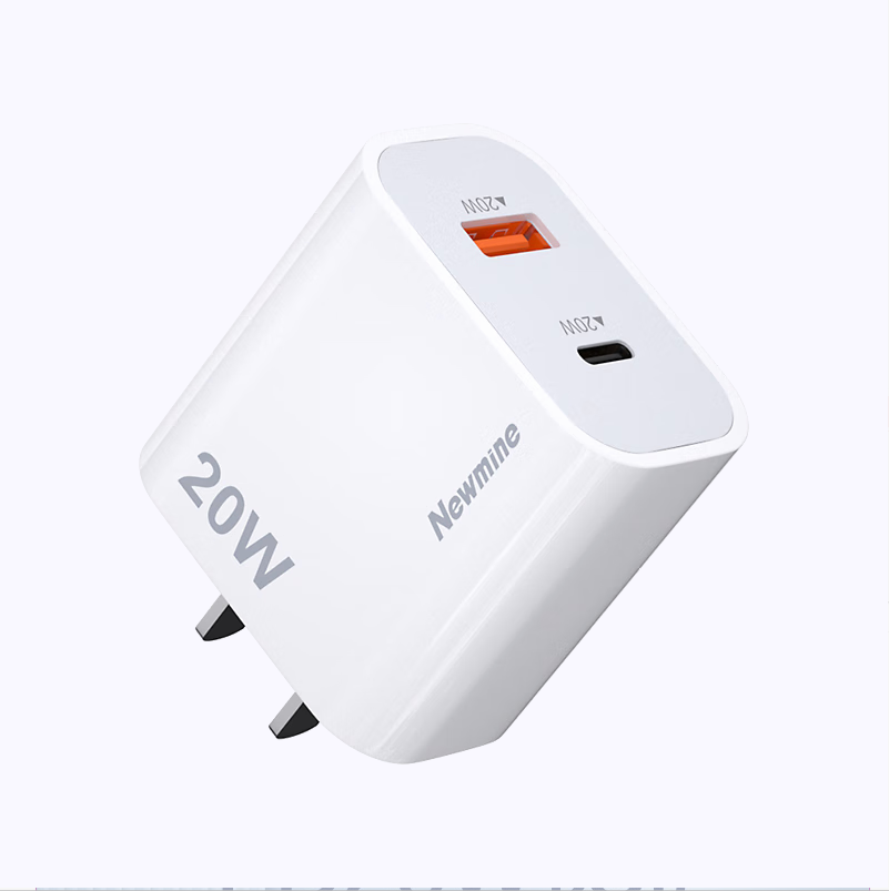 Newmine 纽曼 CH788 手机充电器 USB-A/Type-C 20W 白色