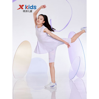 特步（XTEP）儿童童装女童中大童律动系列SG运动连衣裙 雾纱紫 120cm