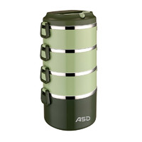 爱仕达不锈钢多层保温饭盒上班族学生桶超长便当餐盒便携饭桶分格 -3层-2.2L（送提袋+刷子）