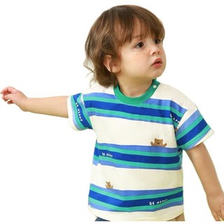 CICIIBEAR 齐齐熊 条纹小熊系列 男童短袖T恤 Q100477 海洋蓝 100码