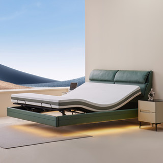 家装季：8H DT7 Feel真皮智能悬浮电动床 1.5m+MZ1零度床垫套装