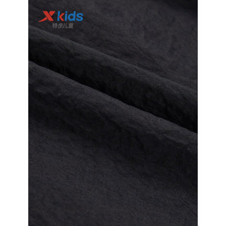 特步（XTEP）童装儿童裤子中大童男童梭织中裤速干吸汗运动中裤 正黑色 130cm