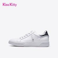 Kiss Kitty KissKitty休闲女鞋松糕底低帮拼色系带运动板鞋厚底白鞋