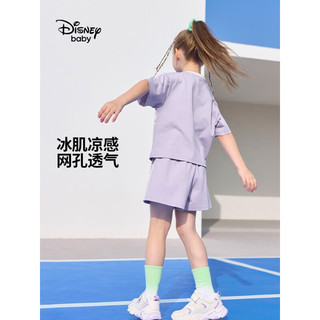 Disney 迪士尼 童装女童冰氧吧撞色短袖T恤