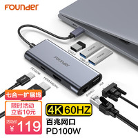 Founder 方正 type-c扩展坞4K60Hz多功能 USB-C转HDMI转换器分线器拓展坞