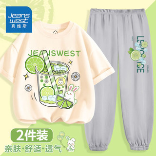 JEANSWEST 真维斯 女童夏装套装儿童洋气时髦短袖裤子中大童夏季薄款休闲衣服