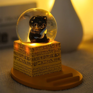 大英博物馆 水晶球 盖亚安德森猫巴斯特猫摸鱼水晶球手机支架生日新年礼物 猫巴斯特萌猫摸鱼水晶球