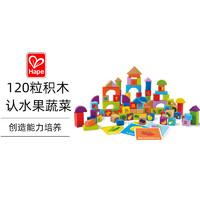 Hape 120粒水果蔬菜积木 木制儿童玩具 桶装 1岁+