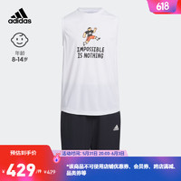 adidas阿迪达斯轻运动SEEBIN艺术家合作系列男大童运动短袖套装 白/白 164CM