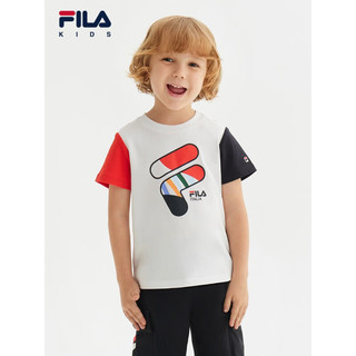 FILA斐乐（FILA）童装儿童短T类2023夏季新款小童短袖T恤 标准白-WT 105