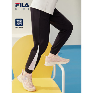 FILA 斐乐 童装儿童长裤2023夏季新款女大童时尚薄款透气针织运动裤 传奇蓝-NV 165