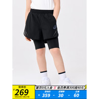 asics/亚瑟士童装2023年新款儿童夏季运动女童梭织短裤速干裤子 001黑色 110cm