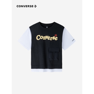 Converse 匡威童装男童短袖T恤2023夏季新款儿童休闲短T上衣 正黑色 130/64